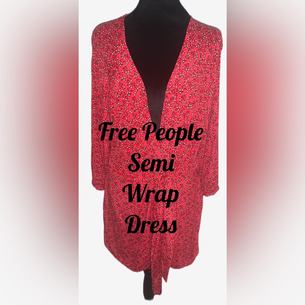 Free People -Semi Wrap Dress with double tie in front- Size: Medium.